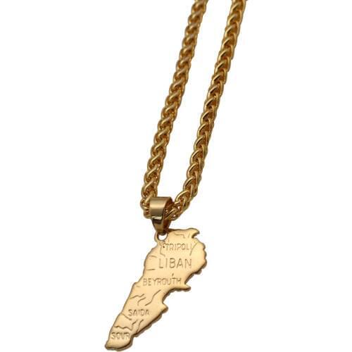 Lebanon stainless steel pendant necklace , country map jewelry