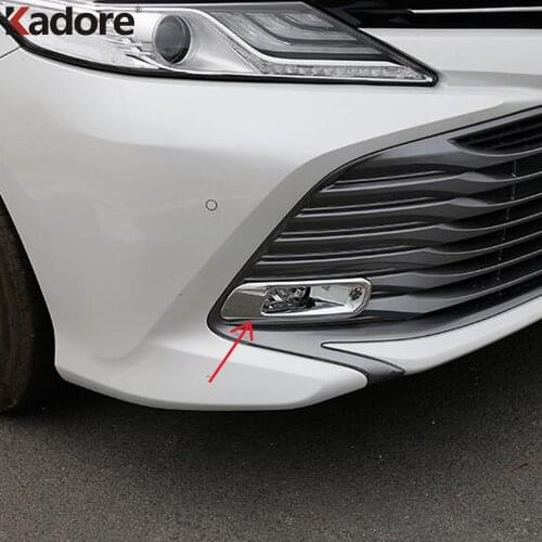 Front Fog Light Lamp Cover Trim For Toyota Camry 70 2018 2019 2020 SE XSE/LE XLE ABS Chrome Foglight Frame Car Accessories 2pcs