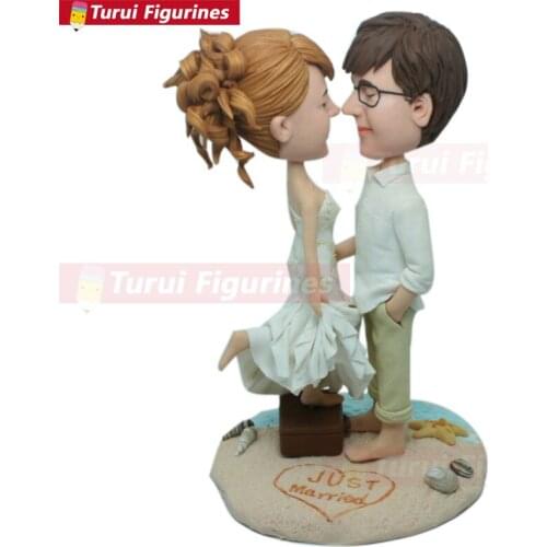 Beach Wedding Cake Topper Beach Cake Topper Personalize Beach Wedding Beach Theme Wedding Beach Bobble Head Custom Wedding Toppe