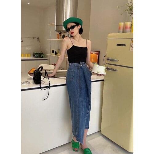 Casual 2021FW Autumn High Quality Women Cowboy Denim Skirt For Female Gdnz 7.17