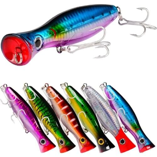 1 Pcs 13cm 43g Big Popper Fishing Lure Bait Pesca Treble Hooks Crankbait 3D Eyes Artificial Hard Bait Carp Pike Fishing Tackle