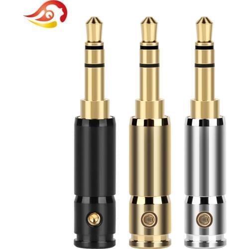 QYFANG 3.5mm Earphone Plug Audio Jack 3 Poles Stereo Headphone Metal Adapter 24K Gold Plated Copper Solder Wire Line Connector