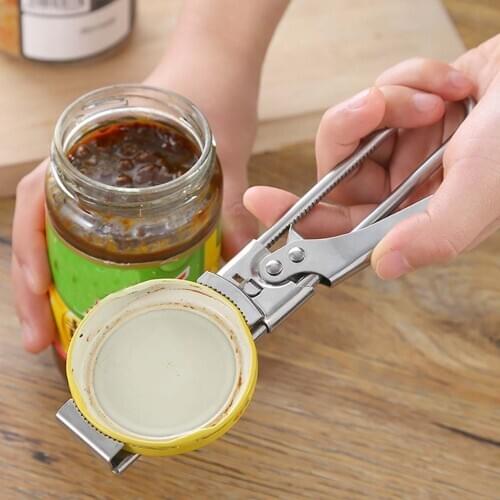 Adjustable Stainless Steel Can Opener Jar Gripper Wrench Cupping Twister Bottle Cover Pressing Clamp Lifter