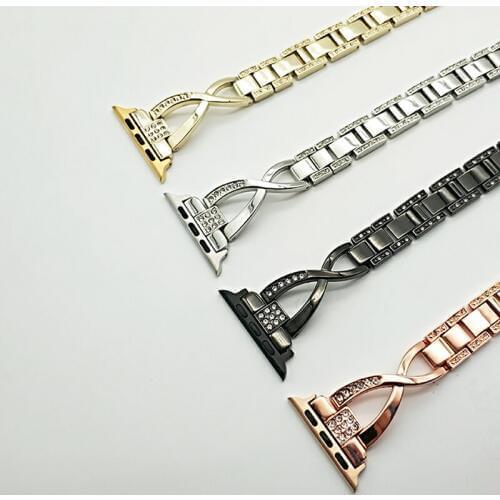 38-42mm Watch Band For Apple Series Metal SteeL Crystal Diamond Watch Band For Apple Watch Series 1 2 3 iWatch Wtchbands strap