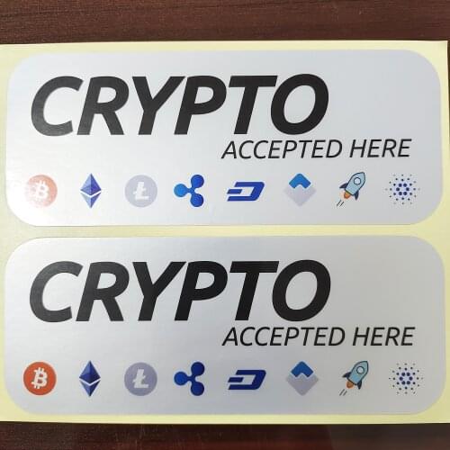 800 pcs 15x6cm CRYPTO accepted here Self-adhesive durable silver PET label sticker,Item No. FS27