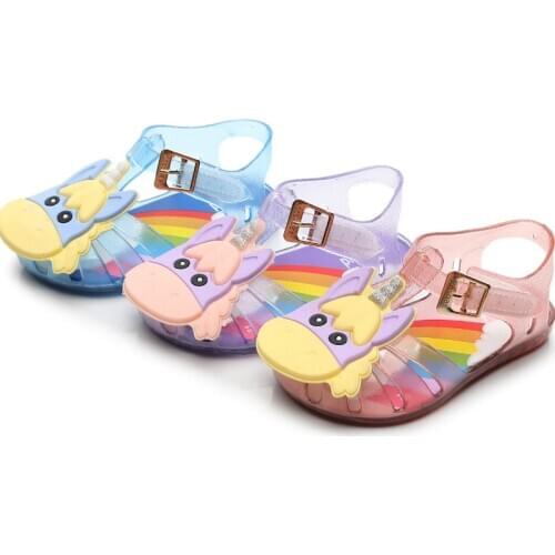 Summer Kids Sandals Flat Children Beach Jelly Shoe Sports Soft Non-slip Casual Toddler Little Girl Shoes Unicorn Mini Melissa