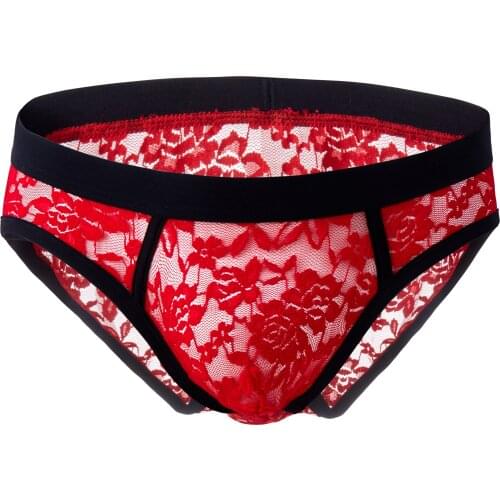 Sexy Gay Underwear Men Boxer Shorts Transparent Lace Panties Man Breathable Low Waist U Convex Pouch Underpants Cueca ropa M-XXL