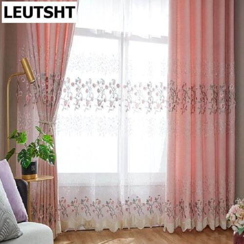 Modern Curtains for Living Dining Room Bedroom Simple Cashmere Linen Embroidered Curtains Custom Finished Product Customization