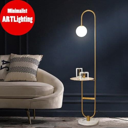 Modern LED Corner Floor Lamp Nordic Standing Lamp With Round Table Art Deco Living Room Hotel Bedroom Bedside Lights