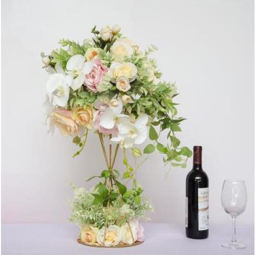 The wedding main table flower simulation silk cloth. Iron shelf artificial flower. Wedding props welcome table ornaments