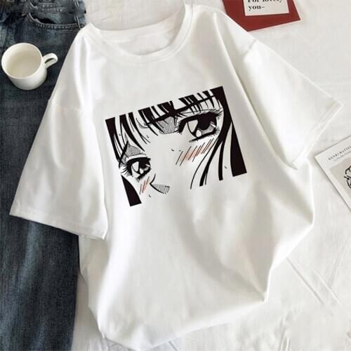 Tearful girl T-shirt Summer Aesthetic Korean Style White T Shirt Graphic Harajuku Tee Anime Tshirt Women Clothes Tops
