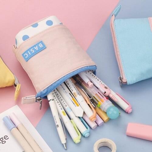Telescopic Makeup Pouch Cosmetics Bag Pencil Bag Pen Case Kawaii Stationery Ruler Pouch for School Girl Sweet Pens Hold