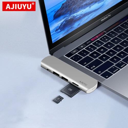AJIUYU USB 3.1 Type-C Hub To HDMI Adapter 4K Thunderbolt 3 USB C Hub with Hub 3.0 TF SD Reader Slot PD for MacBook Pro/Air 2018