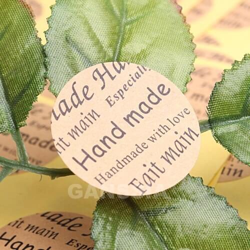 100pcs/lot Dia 3.5cm Vintage kraft paper stickers Handmade for love sealing sticker Gift packing label supplies (dd-1449)