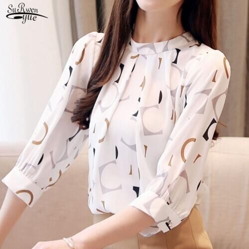 Blusas Mujer 2021 Korean White Shirt Womens Tops Blouses Loose Shirts Elegant Ladies Tops Chiffon Blouse Fashion Clothing 2480