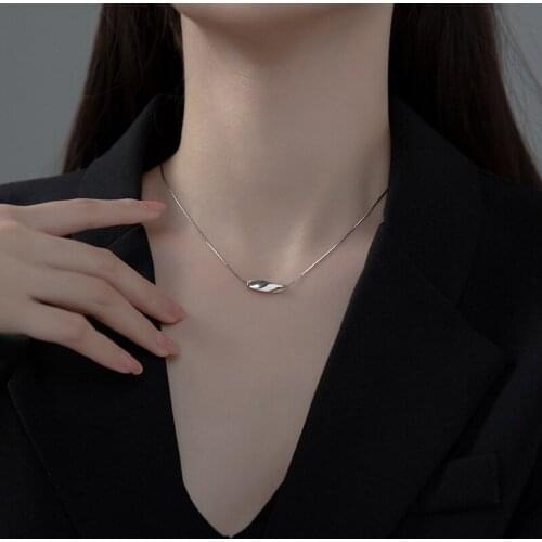 Woman Choker Silver Necklace Jewelry 925 Snake Chains Geometric Tlines Neck Pendant Office Accessories Minimalist Gift