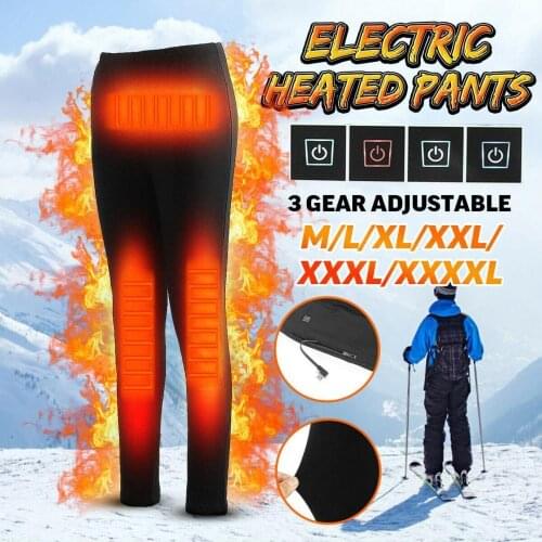 Winter Electric Heated Warm Pants Men Women USB Heating Base Layer Elastic Trousers Insulated Heated Trousers for Camping Hiking