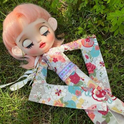 1 Set Doll Dress Casual Suit Blyth Ob24 Azone Japanese Kimono Dolls Handmade Clothes Accessories