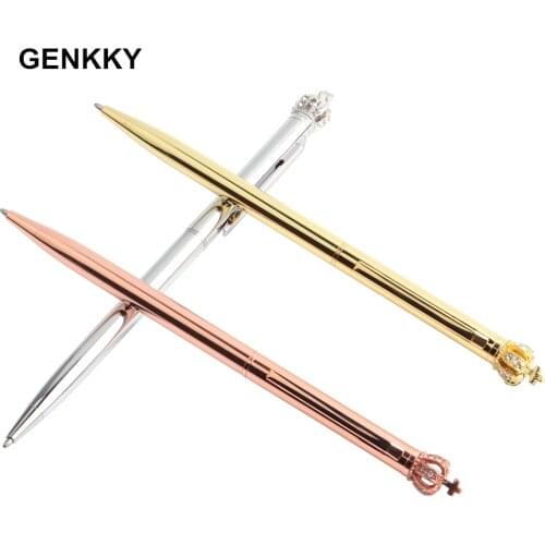 3PCS Pen Metal Cartoon Crown Black ink Ballpoint pen High quality Exquisite Writing Stationery Office Supplies