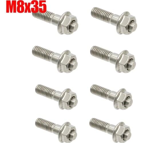 4X Stainless Steel Exhaust Studs + Flange Nuts For Suzuki Honda M8x35