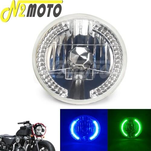 7" Motorcycle LED 12V Round Headlight Front Light Blue Lamp Daytime Running Light For Harley Chopper Curisers Custom Bikes