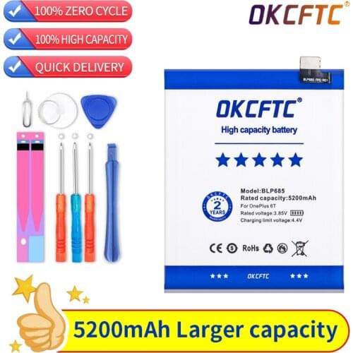 OKCFTC Original For Oneplus 6T /Oneplus 7 Phone Battery BLP685 5200mAh High Capacity One Plus Phone Batteries Free Tools Phone