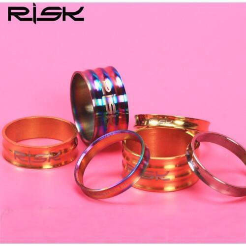 RISK Bicycle Accessories Titanium Ti Bike Washer Headset Spacer 1-1/8" (5/10/15/20mm) For Road Bike MTB Cycling Bike Stem