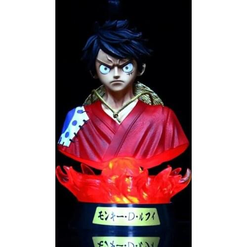 Anime Figure One Piece Monkey D Luffy Statue LED Bust PVC Action Figurine Toys Xmas Dolls Remote Model Brinquedos Collectible