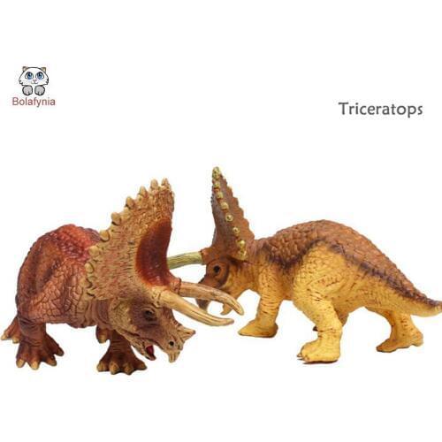 BOLAFYNIA Children Toy Dinosaur Simulated Triceratops toy two color pvc baby kids for Christmas Birthday Gift