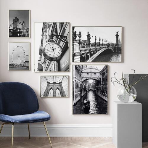 Brooklyn Bridge Venice City Paris Tower Wall Art Canvas Painting Nordic Posters And Prints Wall Pictures For Living Room Decor