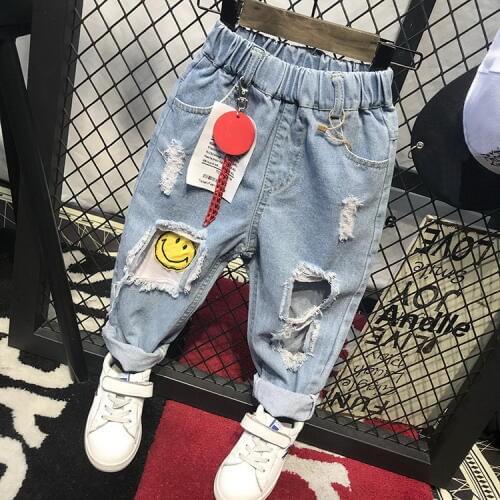 Children Broken Hole Jeans New Boys Girls Jeans Fashion 2-6Years Baby Children Jeans Autumn High Quality Kids Trous ( C12063