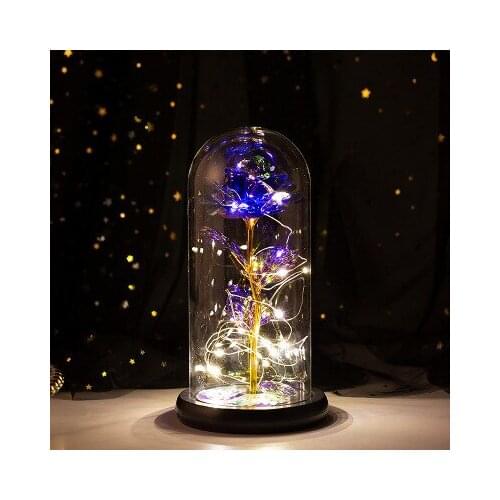Artificial Eternal Rose LED Light Beauty The Beast In Glass Cover Christmas Home Decor For Mother Valentines Day new Year Gift