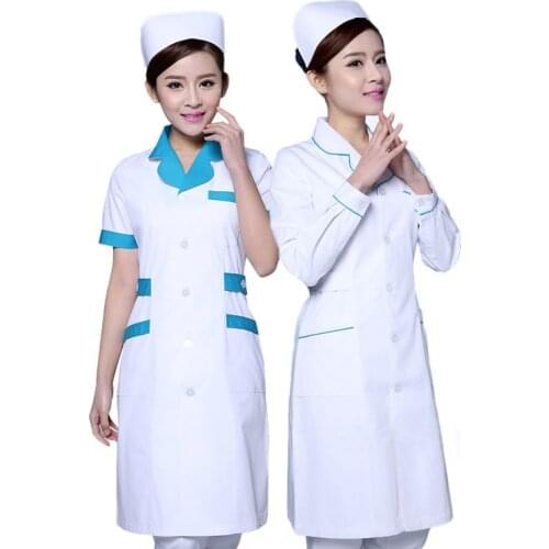 White Lab Coat Nurse Uniform Long-sleeved Thickened Female Doctor Short-sleeved Summer Slim Beauty Hospital Pharmacy Work Wear