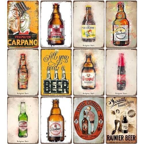 Belgian Beer Metal Plaque Tin Sign Vintage Poster Bar Pub Wall Decoration Retro Home Decor 20x30cm