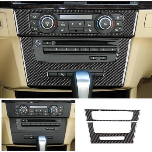Carbon Fiber Car Interior Center Control CD Panel Frame Cover Sticker Trim For BMW 3 Series E90 E92 E93 2005 - 2010 2011 2012