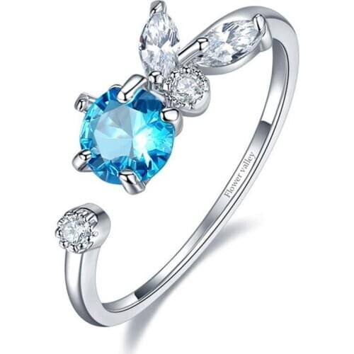 Flower Valley Engagement Ring Fashion Wedding Band For Women V Shape Clear Cubic Zirconia Silver Color Mom Gift Copper