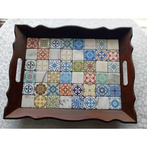 Tea set, wooden tray, Coffee tables, Handmade Tea Tray ,Real mosaic surface, serving tray, Drink ware, trays decorative, ramadan