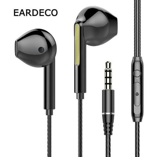 EARDECO 14mm Dynamic Wired In Ear Headphones Bass Headphone with Mic Music Earphone Earbuds 3.5mm Stereo Sport Phone Headset