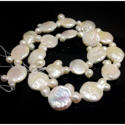 16 inches 13x17mm Flat Cucurbit Shaped Natural Baroque Pearl Loose Strand