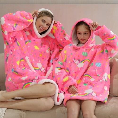 Oversized hoodie blanket Family Matching Homewear Plush Fleece Sherpa Blanket hoodie