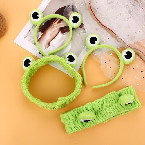 Christmas Frog Headband Party Decorations Funny Frog Hair Band Animal Green Girl Accessories Carnival Elastic Face Wash Headband
