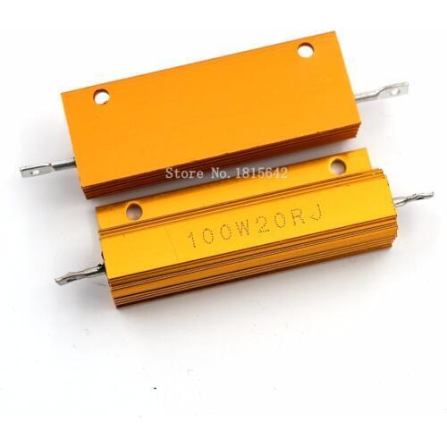 RX24 100W 20R 20RJ Metal Shell Aluminium Gold Resistor High Power Heatsink Resistance Golden Heat Sink Resistor 100 Watt 20 ohm