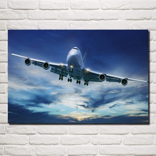 Boeing 747 airliner aircraft flight in blue sky KC191 living room home wall modern art decor wood frame fabric posters