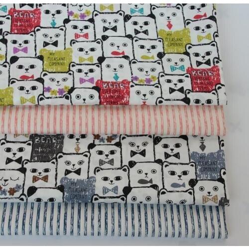 100% cotton twill cloth red grey cartoon cat orange blue stripe fabric for DIY crib bedding cushions apparel quilting decor tela