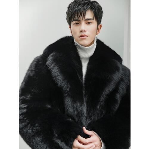 Real Fur Coat Men Long Winter Jacket Natural Fox Fur Coats Luxury Jacket Men Clothes 2020 Warm Overcoat 8284 KJ3311