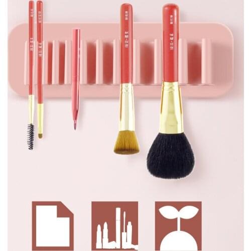 Silicone Makeup Brush Drying Rack Bathroom Toothbrush Pencil Storage Holder Easy Take And Clean Waterproof Nail Free Wall Paste