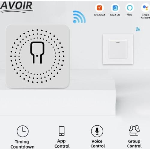 Avoir Tuya Smart Home Remote Control Sensor Switch Mini Wifi DIY Module 16A Light Switch Smart Life APP Volume Control Timer