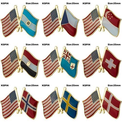 U.S.A.Cross Flag Badge Friendship Country Flag Badge Flag Brooch National Flag Lapel Pin International Travel Pins Collections