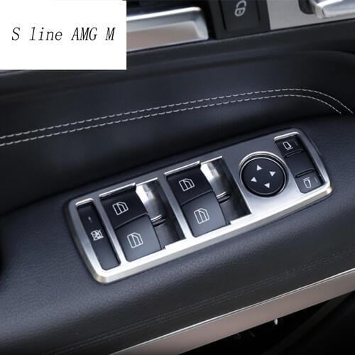 Car styling door armrest panel cover trim window glass lift buttons frame decal strip sticker for Benz E Class Coupe W207 C207