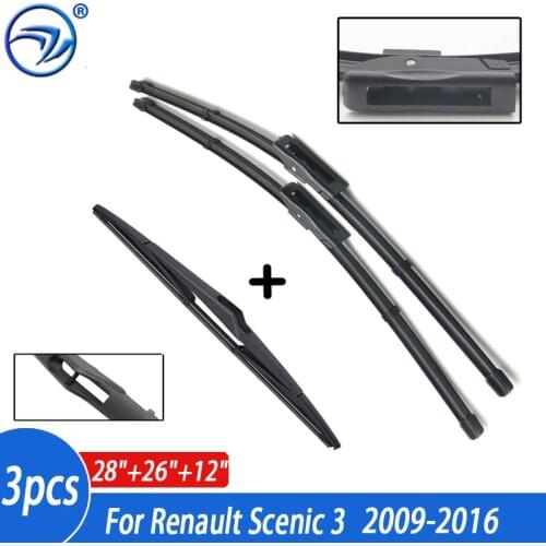 Wiper Front Rear Wiper Blades For Renault Scenic 3 / Grand 2009-2016 2015 2014 2013 2012 Windshield Windscreen 28"26"12"